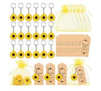 Yurosiay Lot de 20 pendentifs en forme de tournesol avec pochette en organza - Porte-clés pour mariage, baptême, mariage