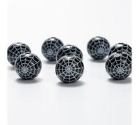 Yurosiay Lot de 20 perles en bois d'horreur d'Halloween avec motifs de tête de mort, sorcières et toile d'araignée, perles rondes créatives pour la fabrication de bracelets et de colliers à faire