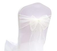 Yurosiay Lot de 30 nœuds décoratifs en organza pour chaise de mariage, fête, anniversaire, hôtel, banquet, 18 x 275 cm, beige