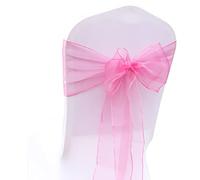 Yurosiay Lot de 5 nœuds pour housses de chaise - 18 x 275 cm - En organza - Élégantes - Pour mariage, fête, anniversaire, hôtel, banquet, décoration - Rose foncé