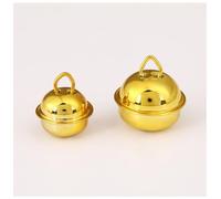 Yurosiay Lot de 50 clochettes décoratives en métal colorées faites à la main pour carillons à vent de Noël, bijoux, décorations de Noël et fêtes à la maison, or mat, 14 mm