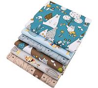 Yurosiay Lot de 6 tissus en coton - 20 x 25 cm - Motif animaux de dessin animé - Pour patchwork - Pour couture - Pour bricolage - Ours polaire