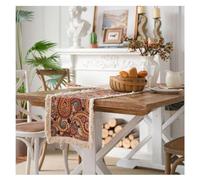 Yurosiay Macramé Chemin de Table 30×240cm Vintage Chemin de Table Jacquard à Frange Blanche Style Américain Chemin de Table Coton Lin Lavable Chemin Table Deco pour Banquet Mariage Party 8#