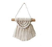 Yurosiay Mini tenture murale en macramé tissée à la main - Petite tapisserie bohème - Décoration murale vintage en coton macramé - Décoration murale tissée - 10 × 17 cm - Blanc 3#