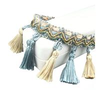 Yurosiay Ruban en dentelle à franges - Ruban décoratif en dentelle au crochet - Pour bricolage, costumes, vêtements, vêtements, nappe, mariage - 7,5 cm de large - Bleu clair - 1 m