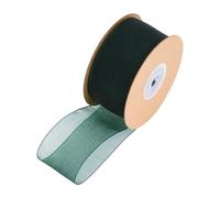 Yurosiay Ruban en organza transparent de 25 yards × 38 mm - Multicolore - En mousseline de soie - Ruban décoratif en tulle pour mariage, fête, couronnes, gâteaux, artisanat - Vert foncé