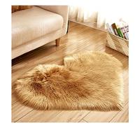 Yurosiay Tapis en fourrure synthétique en forme de cœur - Moelleux - Super doux - En fausse fourrure - Lavable - Poils longs - Motif cœur - Pour la maison - 40 x 50 cm - Kaki