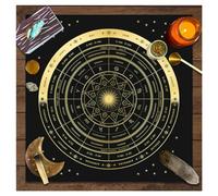 Yurosiay Tarot Nappe Mystérieuse Noir Astrologie Nappe Lune Soleil Fleurs Imprimé Tarot Autel Tissu Vintage Autel Cartes de Tarot Carré Divination Nappe 49 × 49 cm 2#
