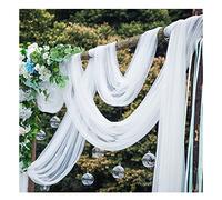 Yurosiay Tissu en tulle blanc romantique - Transparent - Décoration pour chaise de mariage - Chemin de table - En tulle - Blanc - Organza - Pour mariage, bricolage, couture - 50 x 1,6 m