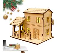Yurosuis Affichage du Village de Noël - Modèle éclairé de Chalet Rustique | Cabine en Bois Artisanale DIY, Figurines de Collection avec lumières LED, décorations de noël, décoration de Maison
