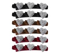 Yurosuis Barrette Cheveux - Accessoire Coiffure Cœur Flocké | 6 Barrettes à Tresser Étincelantes pour Fille | Pour Cheveux Épais Fins Longs Courts Sport Yoga Running Voyage Soirée