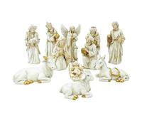 Yurosuis Ensemble de crèche 11 pièces | Crèche de Noël pour l'intérieur de l'église pour à la maison saison festive - Figurines religieuses représentation porte cour décoration de vacances
