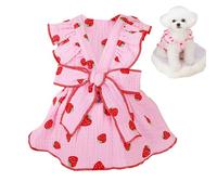 Yurosuis Harnais pour Chien à Fleurs avec nœud Papillon - Jupe de Princesse - Nœud Papillon Respirant avec Boucle de Cordon de Serrage - pour Petits Chiens, Chats, Filles, Chiots