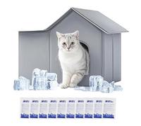 Yurosuis Maison pour Chat d'Extérieur,Maison pour Chat Isotherme d'Extérieur pour l'Été | Meuble Pliable avec Poches de Glace pour Petits Animaux, Chaton, Chiot, Utilisable en Intérieur, Plein Air,