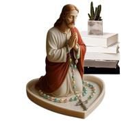 Yurosuis Porte-Chapelet Vierge Marie Jésus - Chapelet Catholique Jésus en Résine,Décoration Intérieure pour Bureau Chambre Élève Couples Enseignant Bureau
