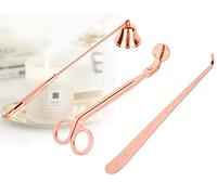 YURROAD Ciseaux Coupe Meche Bougie, 3 in 1 Candle Snuffer Set avec Eteignoir a Bougies, Coupe Mèche De Bougie et Wick Dipper, Candle Extinguisher, éteignoir Bougie, Coupe Meches Bougie Or Rose