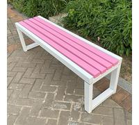 yurstcggh Banc de Jardin, Bancs Exterieur, Bonne Portance, Banc Publique en Bois Massif Résistant Aux Intempéries Confort et Minimalisme(White+Pink - 120×40×45cm)