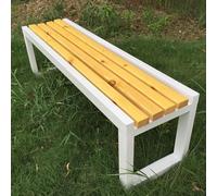 yurstcggh Banc de Jardin, Bancs Exterieur, Bonne Portance, Banc Publique en Bois Massif Résistant Aux Intempéries Confort et Minimalisme(White+Wood - 100×40×45cm)