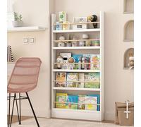 yurstcggh Bibliothèque en Bois, Bibliothèque Derrière la Porte,Étagères en Bois à 3-5 Niveaux,Ultra-Mince,10 cm,pour Chambre d'enfant, Salon, Chambre, Bureau 70×10×145cm Blanc