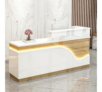 yurstcggh Comptoir de Réception Moderne,Banque d'accueil avec Éclairage LED,pour Hall D'entrée,Commerce,Magasin,Boutique,Salon de Beauté 130×60×100cm Style 2 - Position élevée à Gauche