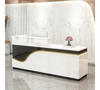 yurstcggh Comptoir Magasin,Bureau de Réception,Conception Simple,Trous pré-percés pour la Gestion des câbles et Plan de Travail à Double Couche pour Le Rangement,pour la Maison,Le Bureau 180×60×100cm