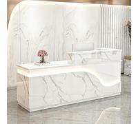 yurstcggh Comptoir Magasin,Bureau de Réception,Conception Simple,Trous pré-percés pour la Gestion des câbles et Plan de Travail à Double Couche pour Le Rangement,pour la Maison,Le Bureau 150×60×100cm