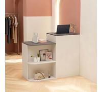yurstcggh Comptoir Réception,Comptoir Accueil avec Rangement,Petit Comptoirs de Caisse,Bureau Caisse pour Magasin,en Bois pour Salon de Coiffure,Studio de beauté,Magasin 120×45×95cm Blanc + Gris
