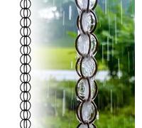 yurstcggh Gouttières à Chaîne,Meilleures Chaînes de Guidage de Pluie pour Les Fortes Pluie,pour Toit,Jardin,Abri,Terrasse 6m Noir