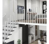 yurstcggh Métal Garde Corps en Forme de U,Fampes de Sécurité,Garde Corps Escalier Interieur,Rampe d'escalier en Forme de U Blanc,Rambarde Sécurité pour Couloir Porche Jardin Blanc 80cm