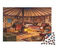 Yurt Interior Recyclable Adultes Seniors Puzzle Yurt Interior Difficile et Impossible Stimulant Soulage la Démence Sénile Activity