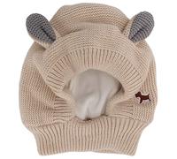 Yusat Bonnet pour animaux de compagnie avec oreilles de lapin tricotées, protection contre le bruit, bonnet de toilettage chaud pour grands chiens (beige)