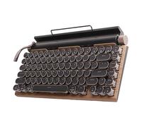 Yusat Clavier Mécanique Bluetooth, Clavier de Machine à écrire sans Fil avec Touches Rondes, 83 Touches Rétroéclairées, Design Rétro pour Mac iOS (Grain de Bois)