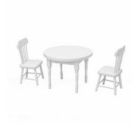 Yusat Ensemble Table et Chaises pour Maison de Poupée, Table Ronde Miniature, Petite de Salle à Manger et Chaises, Mini Meubles en Bois de Bouleau à L'échelle 1:12 pour mais (Blanche)