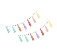 Yusat Guirlande de Pompons Boho à Suspendre au Mur, Bannière de 5,9 Pieds, Corde en Coton Pré-assemblée avec de Riches Couleurs Vives pour Décoration de Chambre d'enfant, Fête Pré (Multicolore)