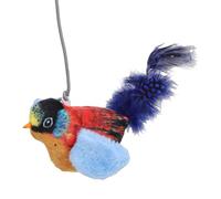 Yusat Jouet Interactif pour Chat et Oiseau Gazouillant, activé au Toucher, avec des Sons d'oiseaux et des Plumes Réalistes, pour Les Chats D'intérieur, Exercice de Jeu (Rouge Orange)