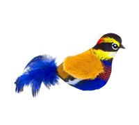 Yusat Jouet Interactif pour Chat et Oiseau Gazouillant, activé au Toucher, avec des Sons d'oiseaux et des Plumes Réalistes, pour Les Chats D'intérieur, Exercice de Jeu (Bleu et Jaune)