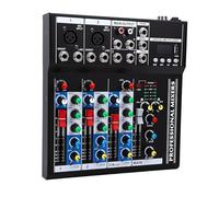 Yusat Mélangeur Audio 4 Canaux Mélangeur DJ 4 Canaux de Son avec Effets de Réverbération DSP Bluetooth Intégrés Alimentation 48 V pour Enregistrement PC karaoké