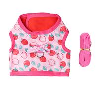 Yusat Robe de Harnais de Lapin Dessin animé Prime à Fraises Dying Soft Breathable Rabbit Clothes Lash avec Corde de Remorquage pour Hamster (M)
