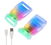 YUSHANG 2pcs 20mm Boucle à Double Ouverture Latérale Lumière,Boucles Plastique Lumineux Rechargeable étanche.pour Marche de Nuit,Camping,Chien Collier Lumière,Sac à Dos(Gelée Blanc)