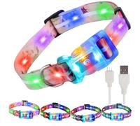 YUSHANG Collier Lumineux Chien,Collier LED Rechargeable Etanche pour Chien,2-en-1 Boucle Type Colliers Lumineux pour Petits Moyens Gros Chiens- M (Rose Rouge)