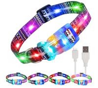 YUSHANG Collier Lumineux Chien,Collier LED Rechargeable Etanche pour Chien,2-en-1 Boucle Type Colliers Lumineux pour Petits Moyens Gros Chiens- XS (Bleu bohème)