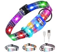 YUSHANG Collier Lumineux Chien,Collier LED Rechargeable Etanche pour Chien,2-en-1 Boucle Type Colliers Lumineux pour Petits Moyens Gros Chiens- XL (Bleu bohème)