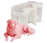 Yusheng Golden Retriever Moule en silicone 3D pour fabrication de bougies en forme de chien couché, plâtre, résine, fabrication de savon, fabrication de bougies, décoration d'intérieur