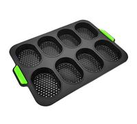 Yusheng Mini moule à pain en silicone - 8 gird French Bread - Moule à pain ovale - Moule à pain en silicone de qualité alimentaire pour pain fait maison - Petits perforés