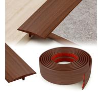 YushengTai Barre de Seuil Adhesive, 5 CM x 3 M Seuil de Porte Adhesif En Forme de T, Seuil de pour la Jonction Entre Deux Dalles de Sol (Cèdre Rouge)