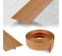 YushengTai Barre de Seuil Adhesive, 5 CM x 3 M Seuil de Porte Adhesif En Forme de T, Seuil de pour la Jonction Entre Deux Dalles de Sol (Chêne Jaune)