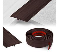 YushengTai Barre de Seuil Adhesive, 5 CM x 3 M Seuil de Porte Adhesif En Forme de T, Seuil de pour la Jonction Entre Deux Dalles de Sol (Noyer Noir)