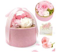 YushengTai Bouquet de roses savonneuses faites à la main dans une boîte cadeau - Bouquet de savon parfumé avec couvercle transparent - Kit de décoration élégant pour la maison, maman, petite amie et