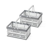 YushengTai Caisse Pliable, Lot de 2 Cagettes Plastique 10L avec Poignée, Cagette Plastique Pliable Idéale comme Panier de Pique-Nique, Panier à Fruits, Légumes et Rangement Domestique (Gris)