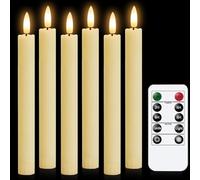 YushengTai Chandelle Led, 6 Pièces 25 CM Bougies Bâton LED Longues & Fines avec Fonction Minuterie & Scintillement, Bougie Chandelier LED avec Télécommande pour Décoration Halloween, Intérieure